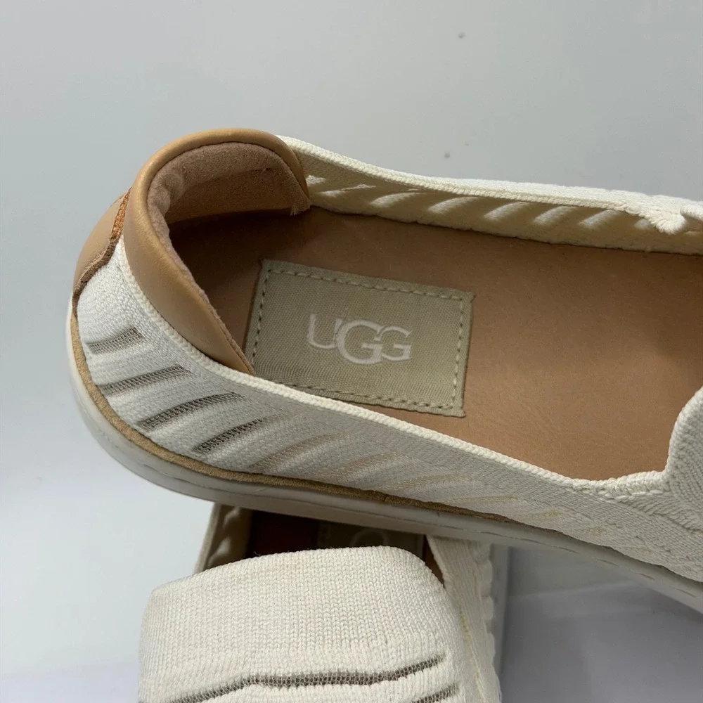 UGG Sammy Chevron Knit Slip-On Sneakers Cream Off White womens 7.5